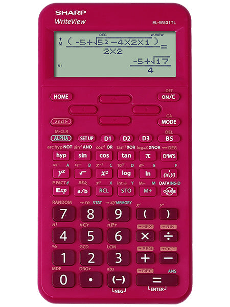 Neon Raspberry Calculators Sharp EL-W531TL WriteView School Scientific Calculator - Raspberry ...